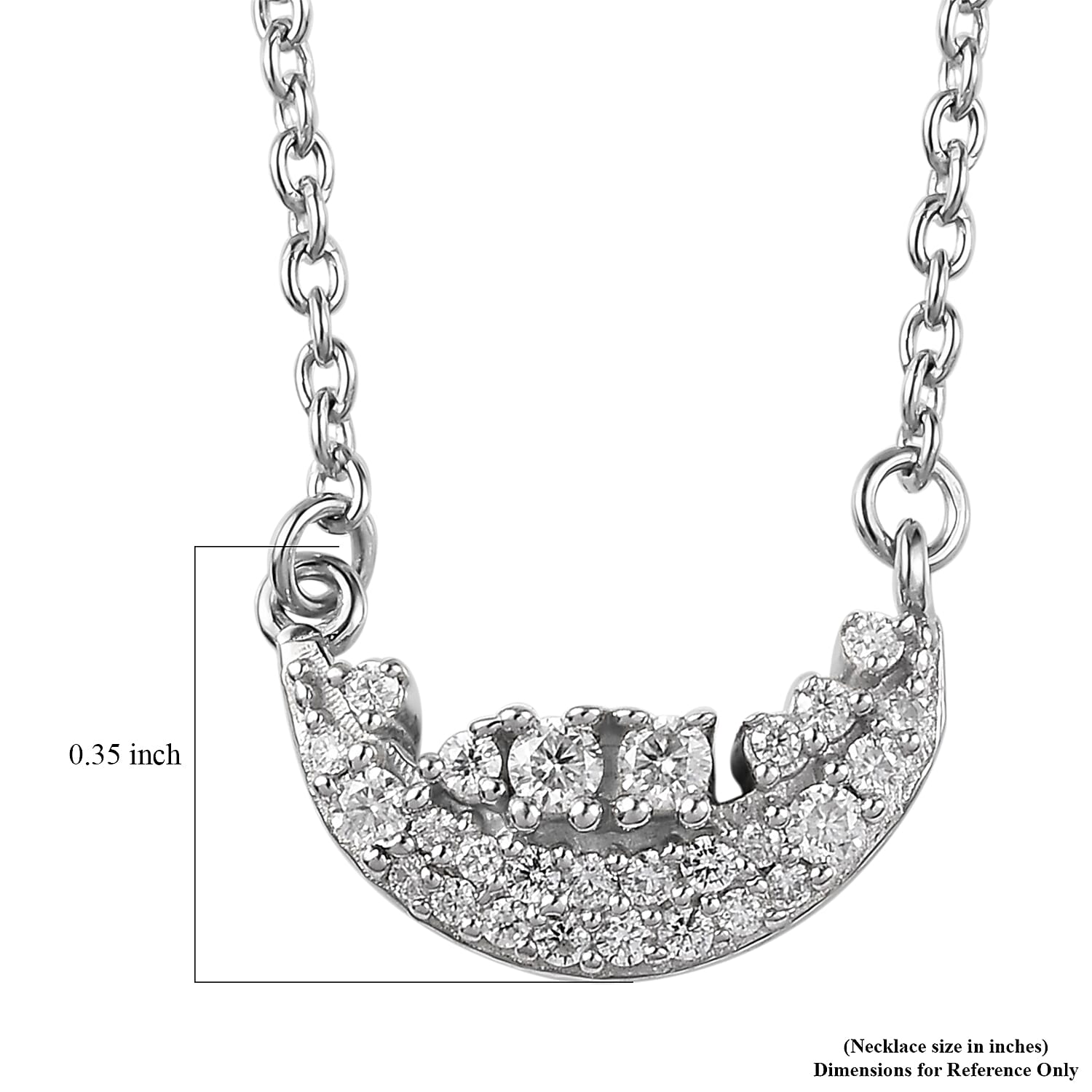 Moissanite Celestial Moon Necklace 18 Inches in Platinum Over Sterling Silver 0.20 ctw