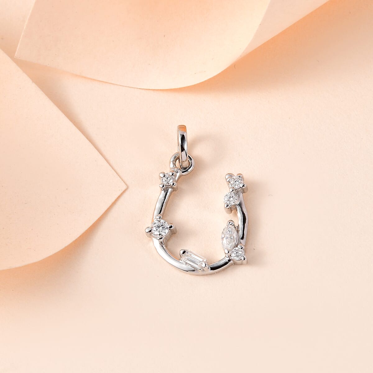 Moissanite (Mrq 4x2) Charm in Platinum Over Sterling Silver 0.20 ctw image number 1