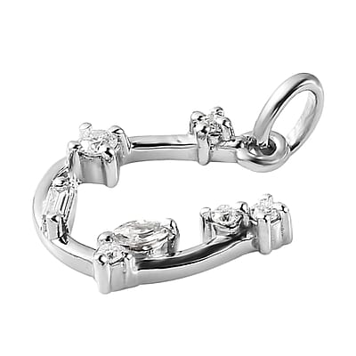 Moissanite Mixed Shapes Horseshoe Charm in Platinum Over Sterling Silver 0.20 ctw