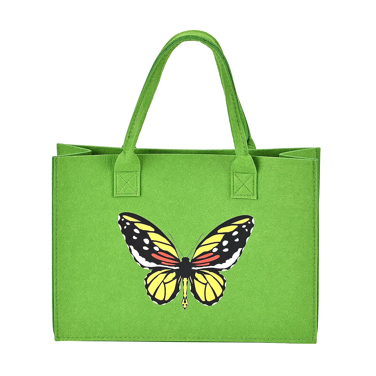 Set of 3 Green Butterfly Pattern Felt Tote Bag image number 2