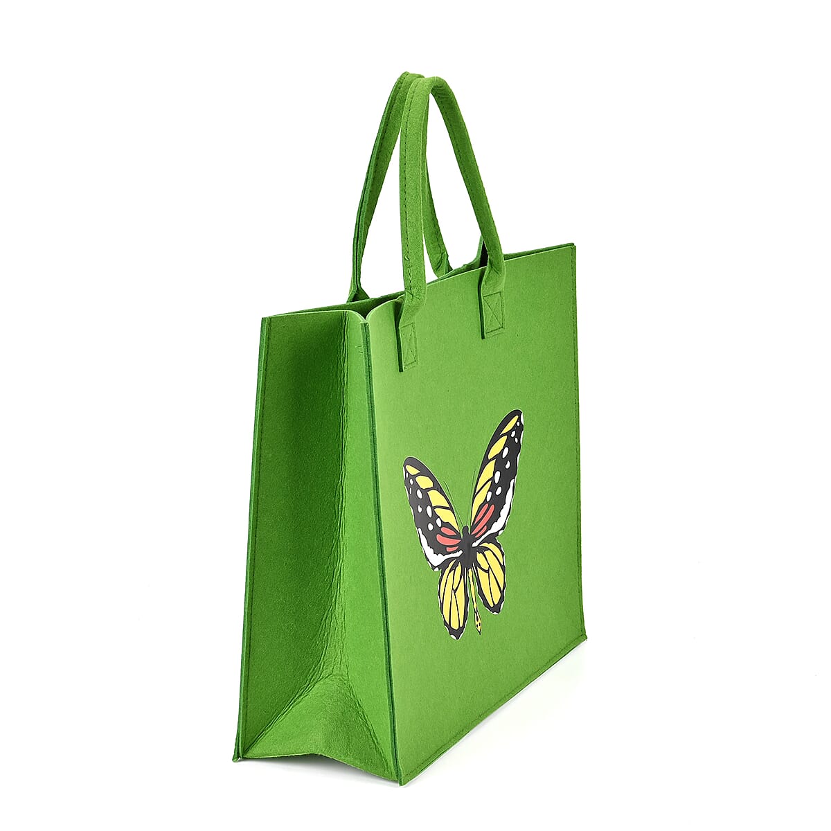 Set of 3 Green Butterfly Pattern Felt Tote Bag image number 5