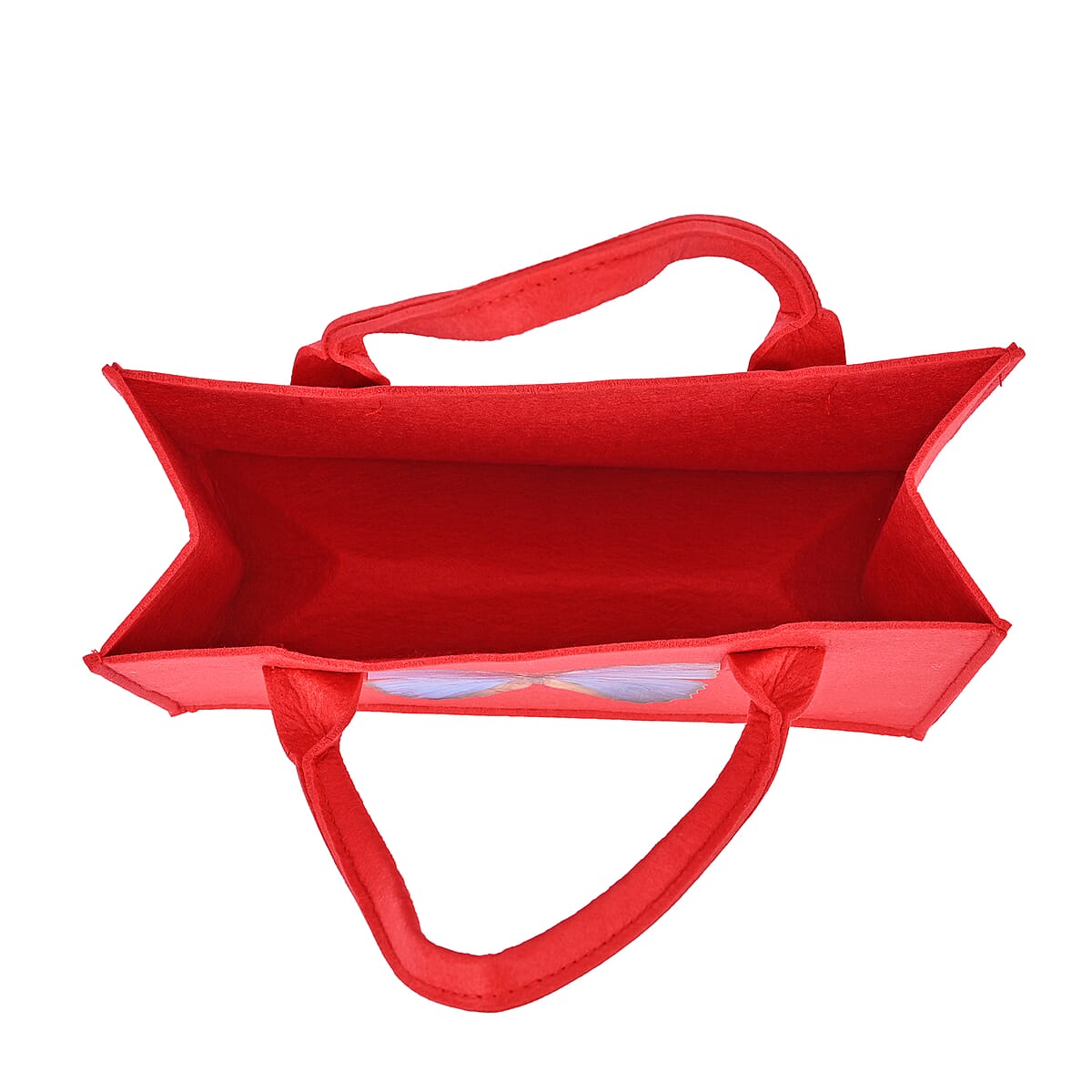 Set of 3 Red Butterfly Pattern Felt Tote Bag image number 4