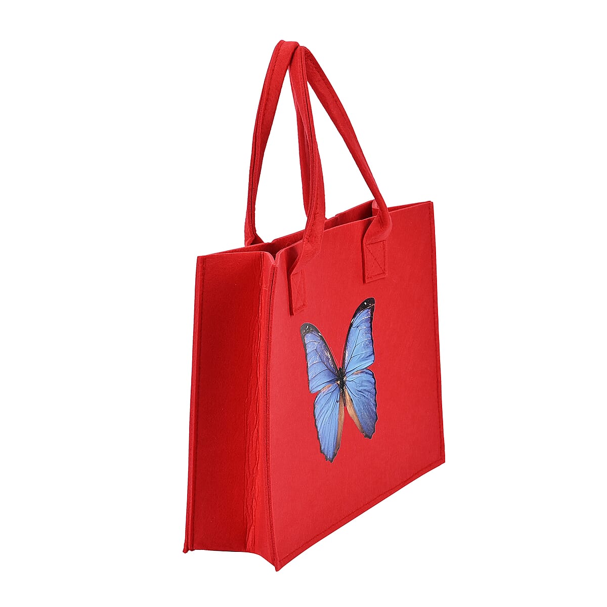 Set of 3 Red Butterfly Pattern Felt Tote Bag image number 5