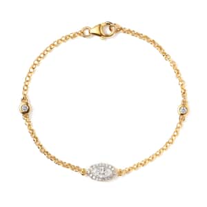 Moissanite 0.85 ctw Evil Eye Protector Station Bracelet in Vermeil Yellow Gold Over Sterling Silver (7.25 In)