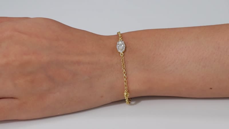 Moissanite Evil Eye Protector Station Bracelet in Vermeil Yellow Gold Over Sterling Silver (7.25 In) 0.85 ctw