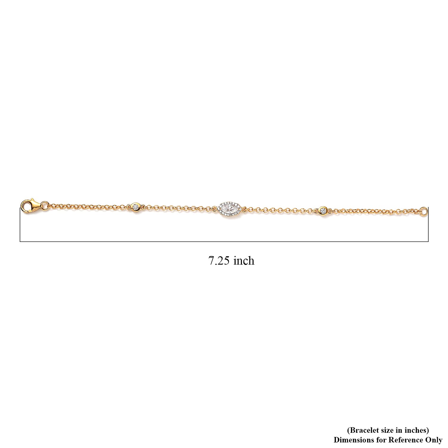 Moissanite 0.85 ctw Evil Eye Protector Station Bracelet in Vermeil Yellow Gold Over Sterling Silver (7.25 In)