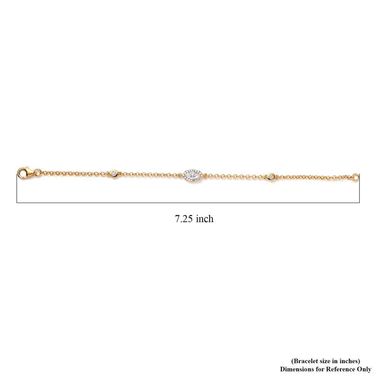 Moissanite 0.85 ctw Evil Eye Protector Station Bracelet in Vermeil Yellow Gold Over Sterling Silver (7.25 In) image number 4