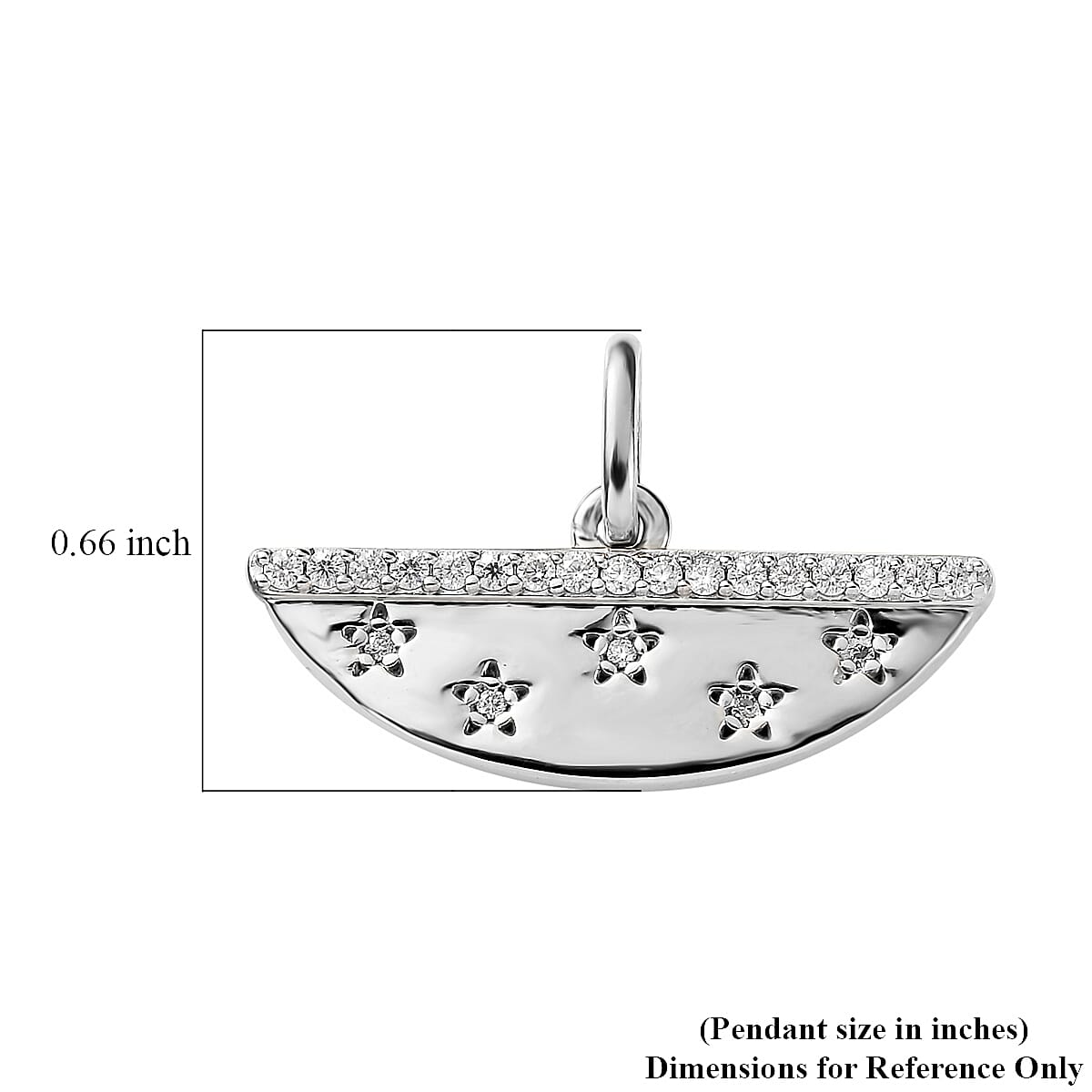 Moissanite Celestial Stars Half Moon Charm in Platinum Over Sterling Silver 0.12 ctw