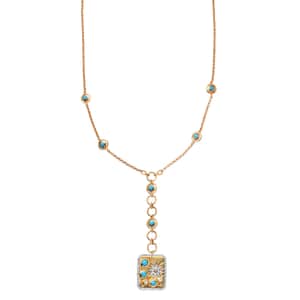 Sleeping Beauty Turquoise and Moissanite Celestial Medallion Coin Necklace 18 Inches in Vermeil Yellow Gold Over Sterling Silver 1.85 ctw