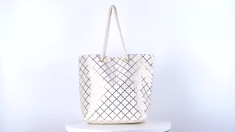 Foil Printed Rhombic Seamless Pattern Tote Bag (18.9x14.9"/13.4x5.5")