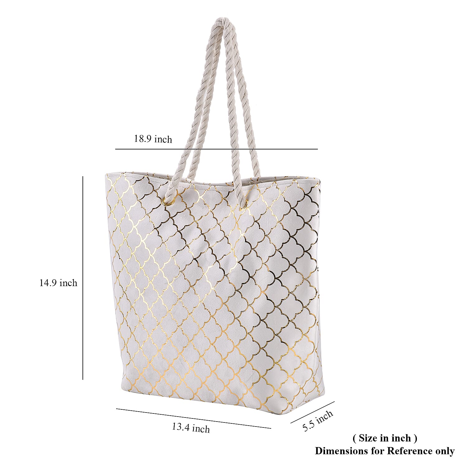 Ivory Foil Printed Rhombic Seamless Pattern Tote Bag