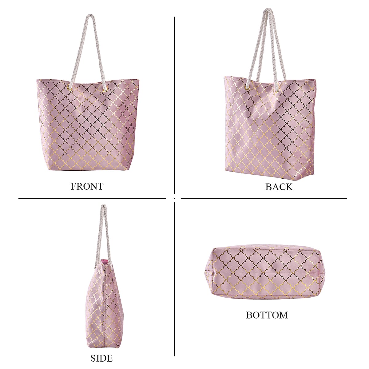 Pink Foil Printed Rhombic Seamless Pattern Tote Bag image number 1