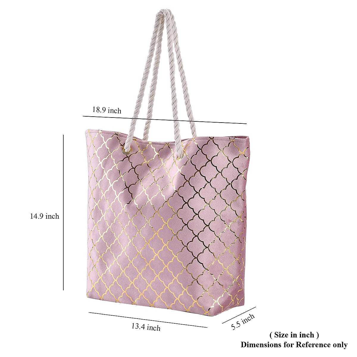 Pink Foil Printed Rhombic Seamless Pattern Tote Bag image number 4