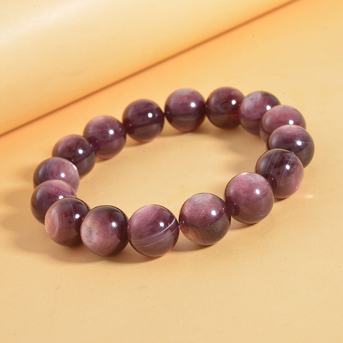 Brazilian Wine Lepidolite 13-14mm Beaded Stretch Bracelet 262.00 ctw image number 1