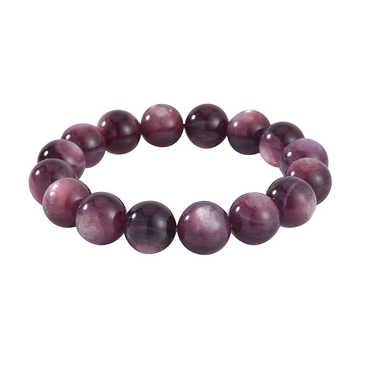 Brazilian Wine Lepidolite 13-14mm Beaded Stretch Bracelet 262.00 ctw image number 2