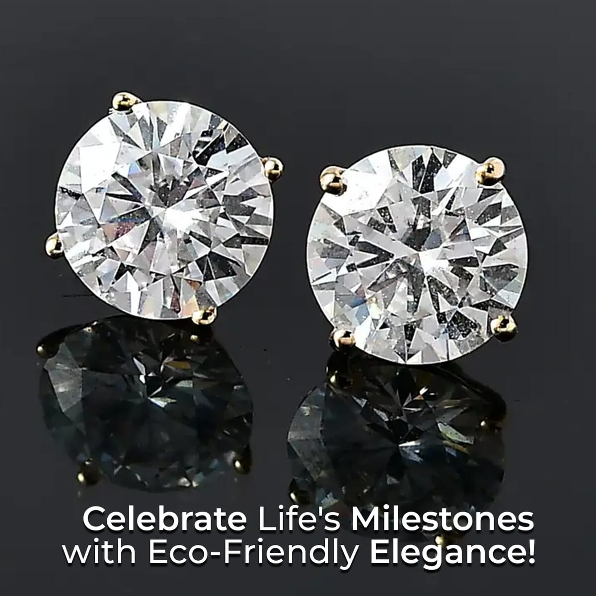 Luxoro 14K Yellow Gold Moissanite Solitaire Stud Earrings 1.85 ctw image number 1