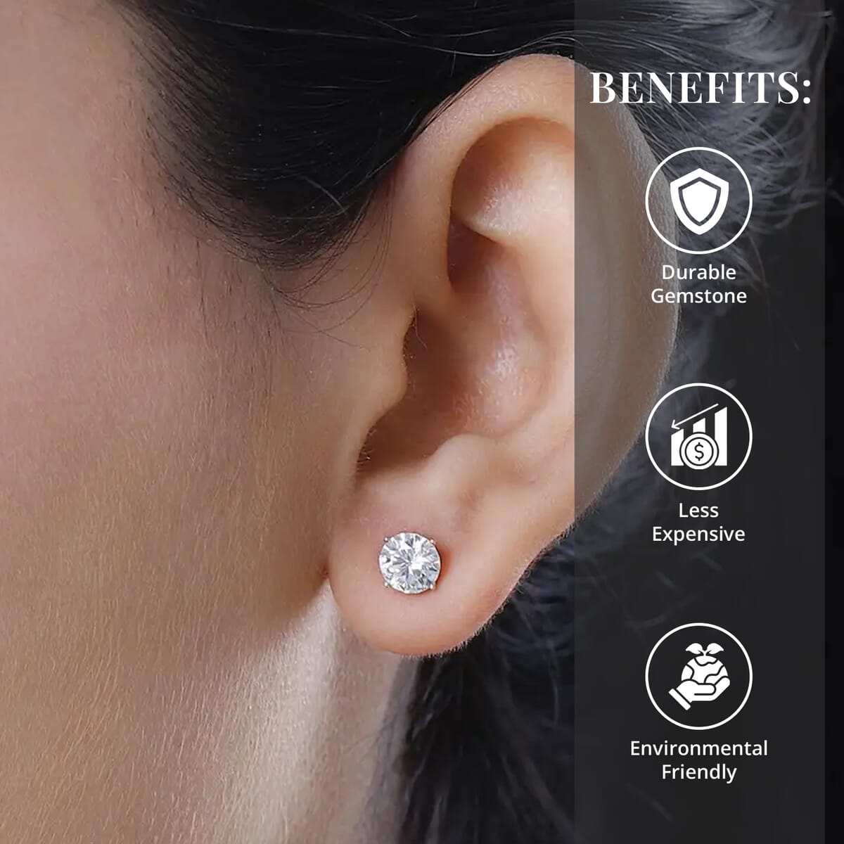 Luxoro 14K Yellow Gold Moissanite Solitaire Stud Earrings 1.85 ctw image number 3