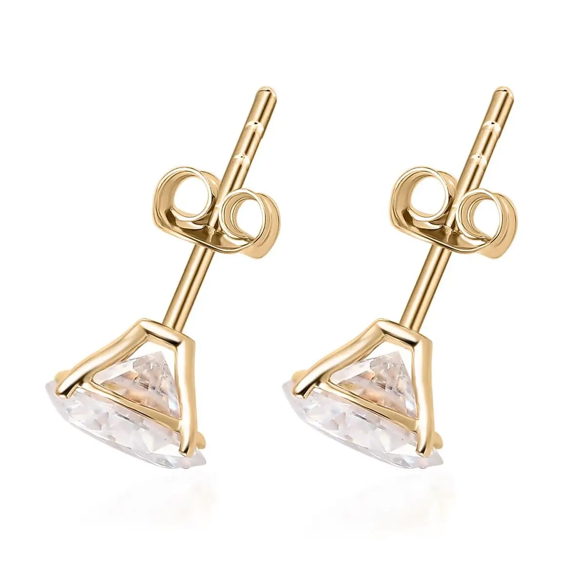Luxoro 14K Yellow Gold Moissanite Solitaire Stud Earrings 1.85 ctw image number 4