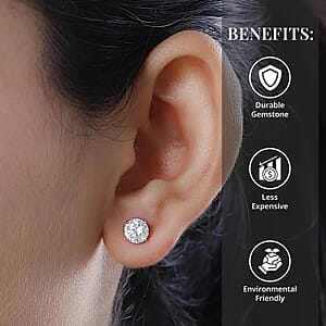Moissanite 1.85 ctw Stud Earrings in 14K White Gold