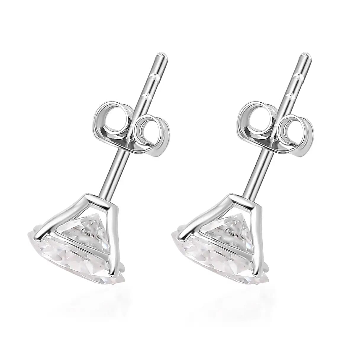 Moissanite 1.85 ctw Stud Earrings in 14K White Gold image number 4