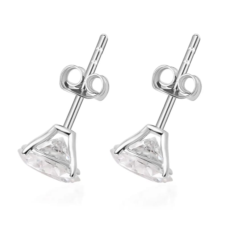 Moissanite 1.85 ctw Stud Earrings in 14K White Gold