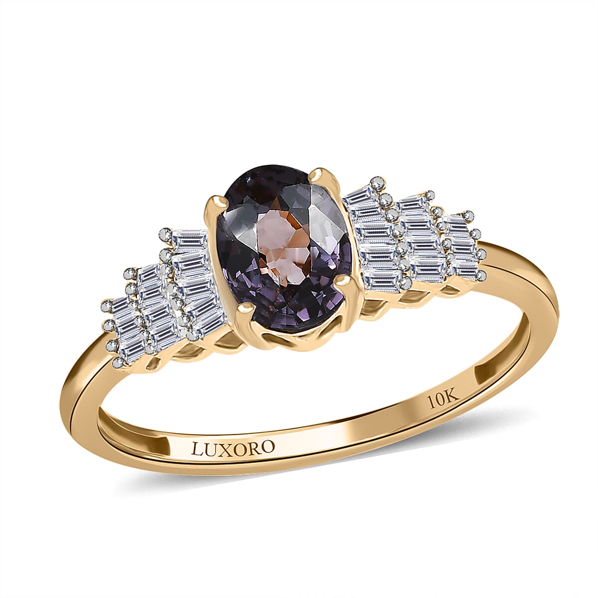Luxoro 10K Yellow Gold AAA Gray Spinel and G-H I2 Diamond Ring (Size 10.0) 1.10 ctw image number 0