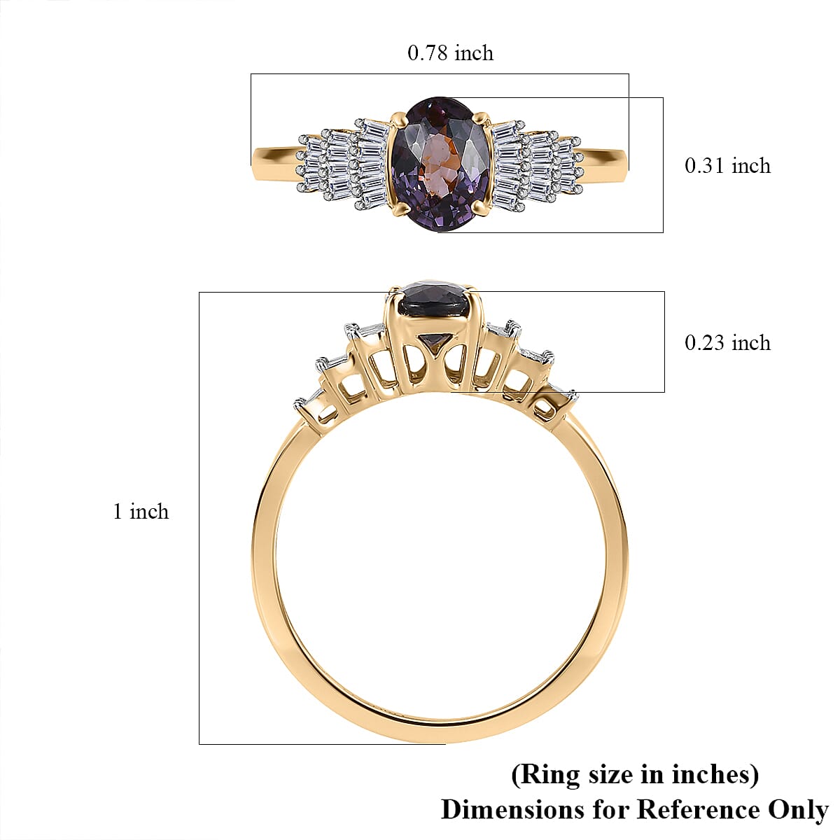 Luxoro 10K Yellow Gold AAA Gray Spinel and G-H I2 Diamond Ring (Size 10.0) 1.00 ctw