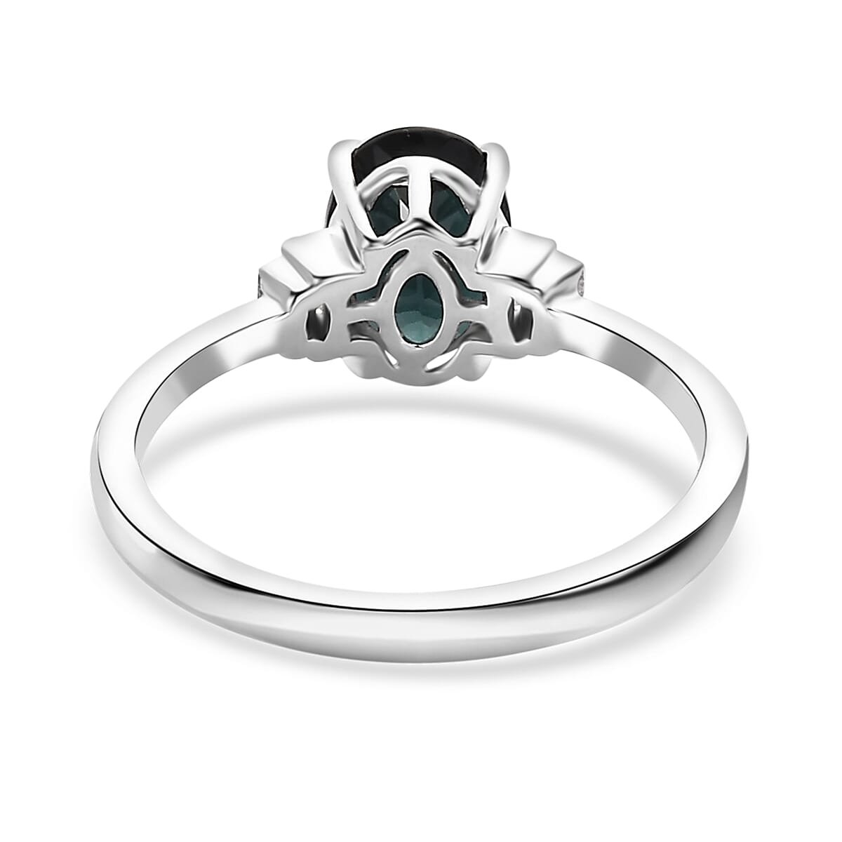 Luxoro 10K White Gold Premium Monte Belo Indicolite and G-H I3 Diamond Ring 1.50 ctw image number 4