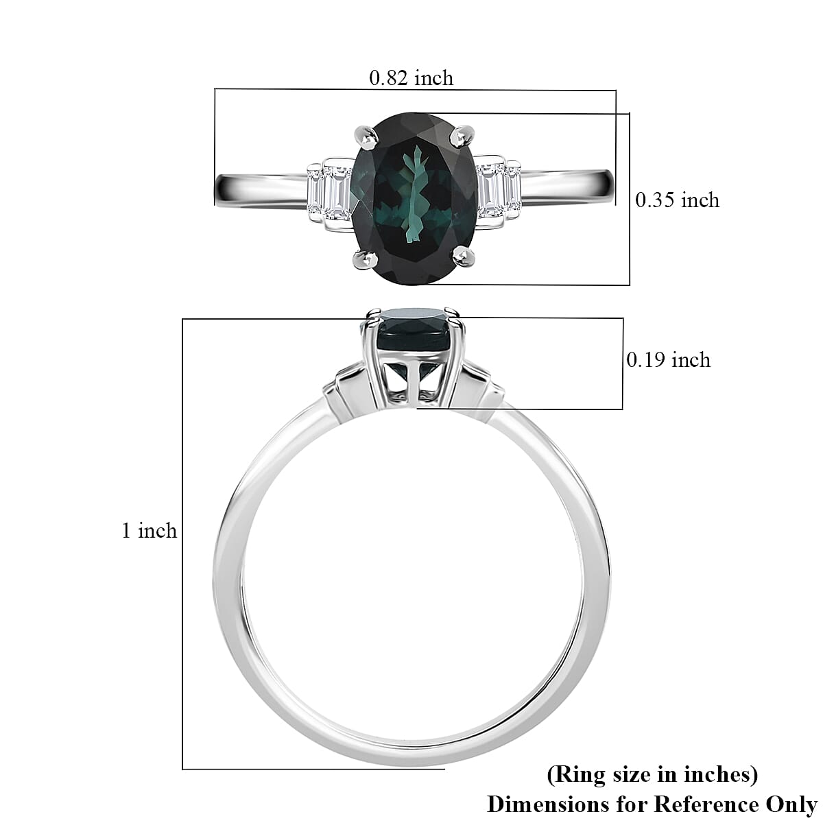 Luxoro 10K White Gold Premium Monte Belo Indicolite and G-H I3 Diamond Ring 1.50 ctw image number 5