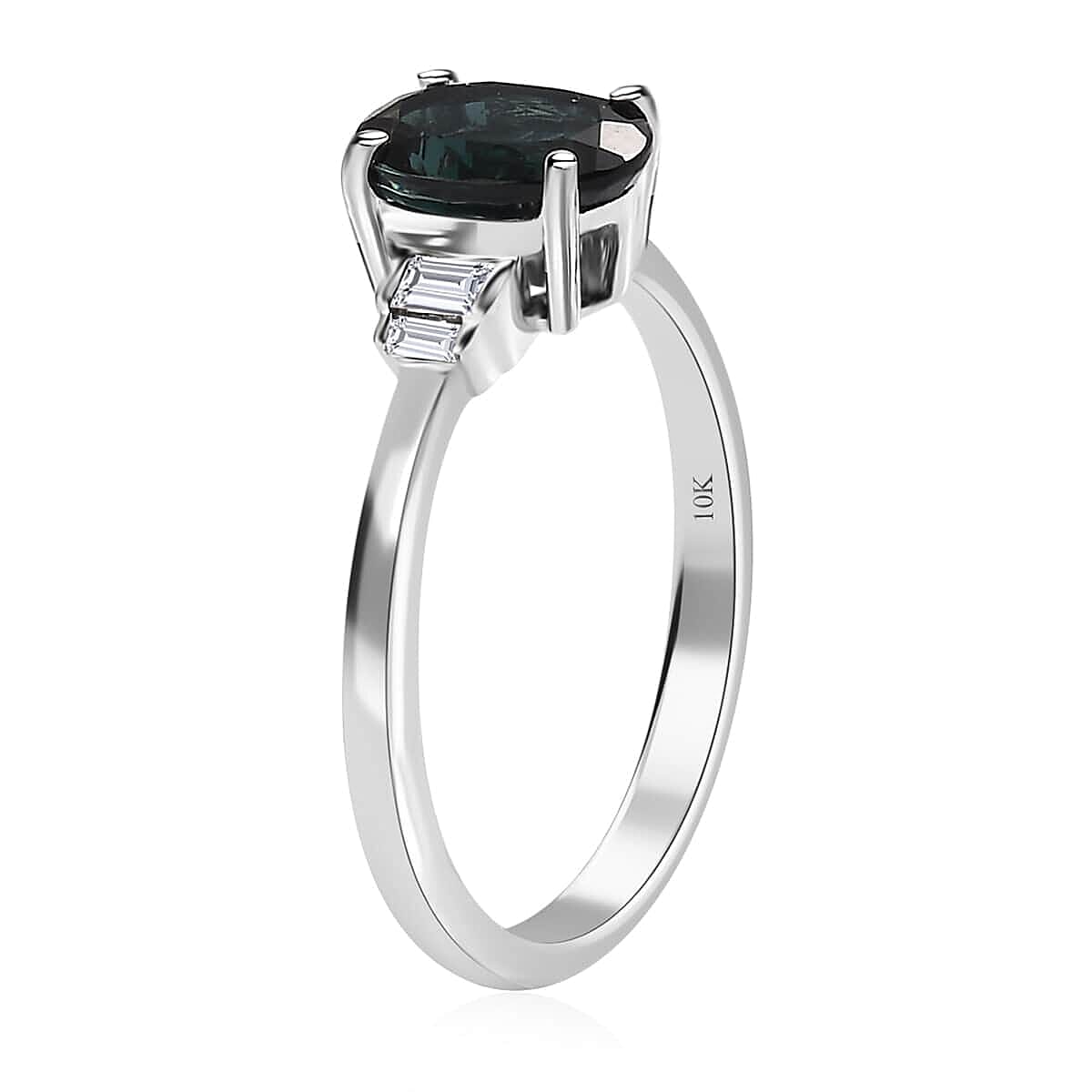 Luxoro 10K White Gold Premium Monte Belo Indicolite and G-H I3 Diamond Ring (Size 9.0) 1.50 ctw image number 3