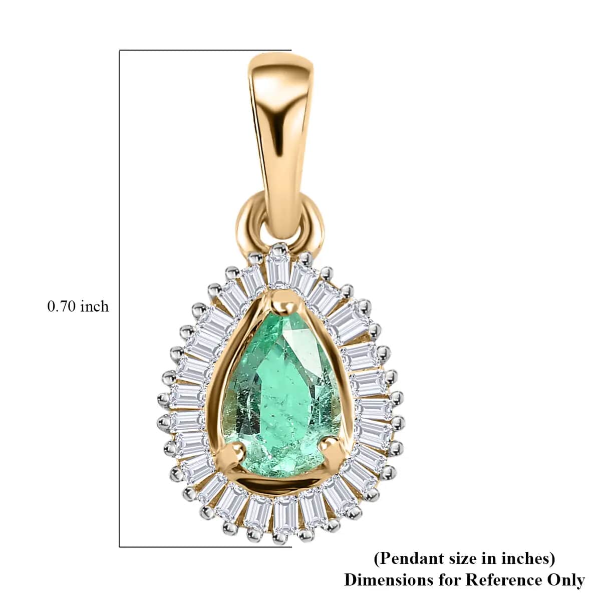 Luxoro Premium Boyaca Colombian Emerald Halo Pendant, Diamond Accent Pendant, 10K Yellow Gold Pendant, Emerald Jewelry For Her 0.60 ctw image number 6
