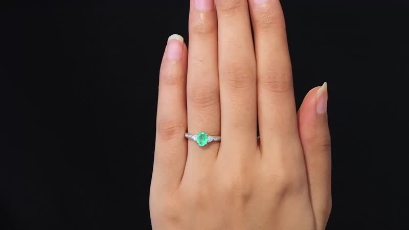 Luxoro 14K Green Gold Premium Boyaca Colombian Emerald and Moissanite Ring 1.00 ctw