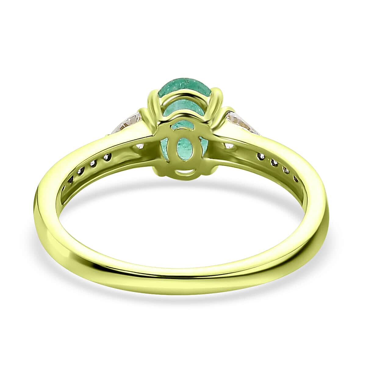 Luxoro 14K Green Gold Premium Boyaca Colombian Emerald and Moissanite Ring (Size 6.0) 1.00 ctw