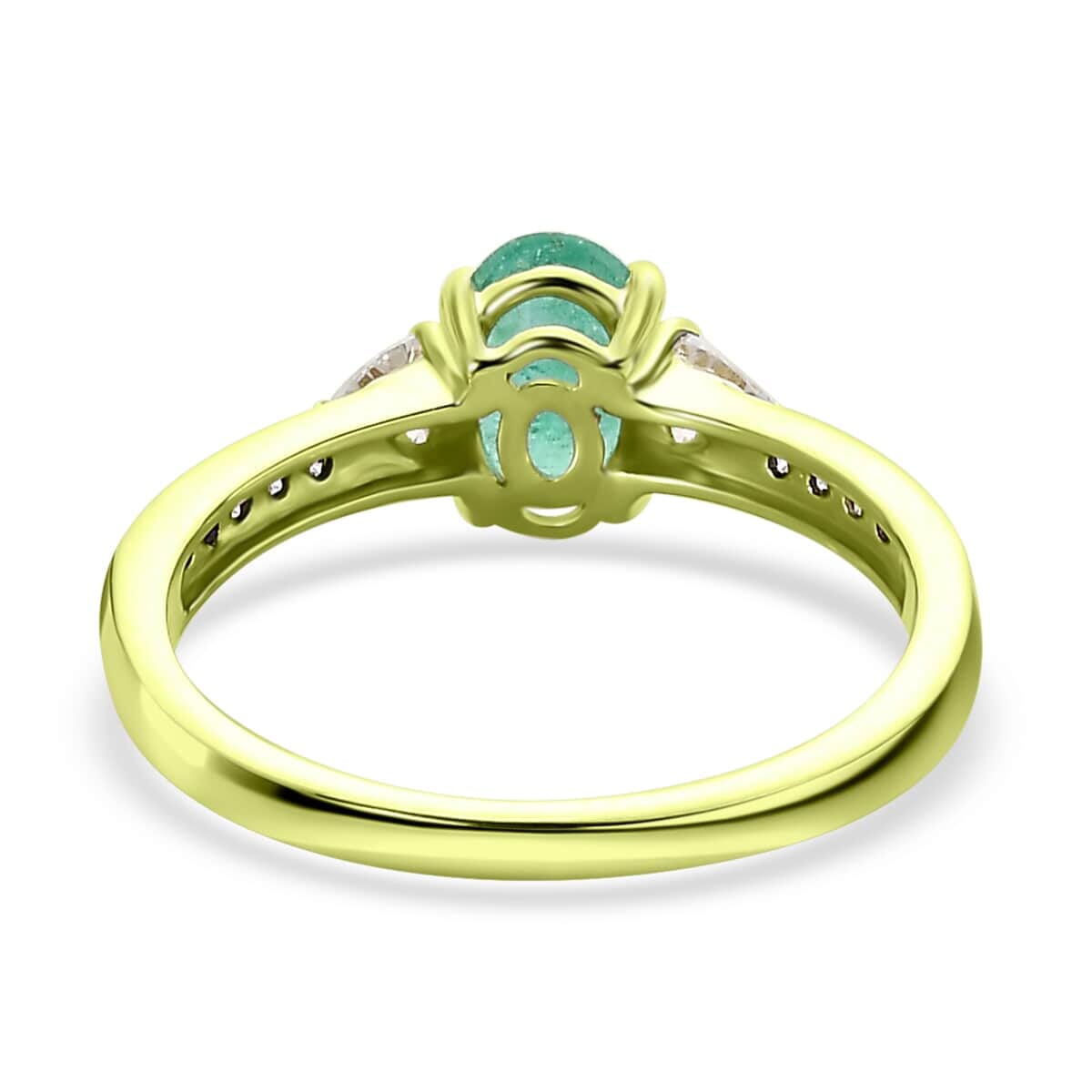 Luxoro 14K Green Gold Premium Boyaca Colombian Emerald and Moissanite Ring 1.00 ctw image number 4