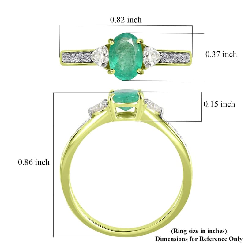 Luxoro 14K Green Gold Premium Boyaca Colombian Emerald and Moissanite Ring (Size 6.0) 1.00 ctw