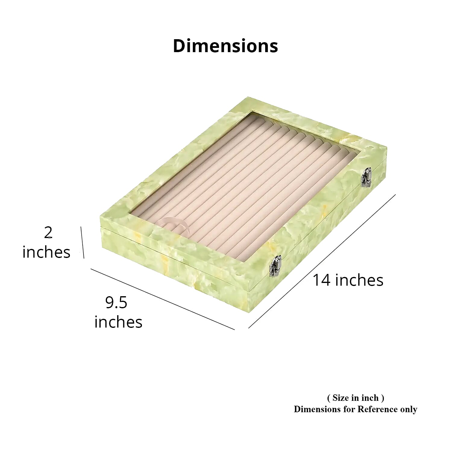 Green Leatherette Jewelry Box, Anti Tarnish Jewelry Box, Jewelry Storage Case, Ring and Earrings Storage Box  (150 Slot) (14x9.5x2)