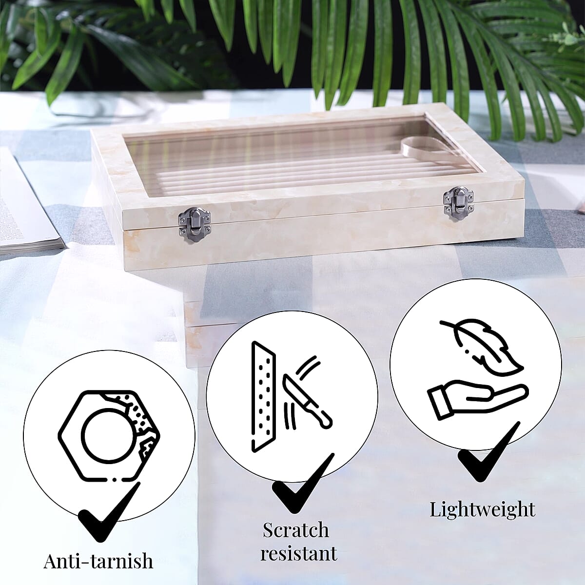 Buy Ivory Leatherette Jewelry Box, Anti Tarnish Jewelry Box, Jewelry