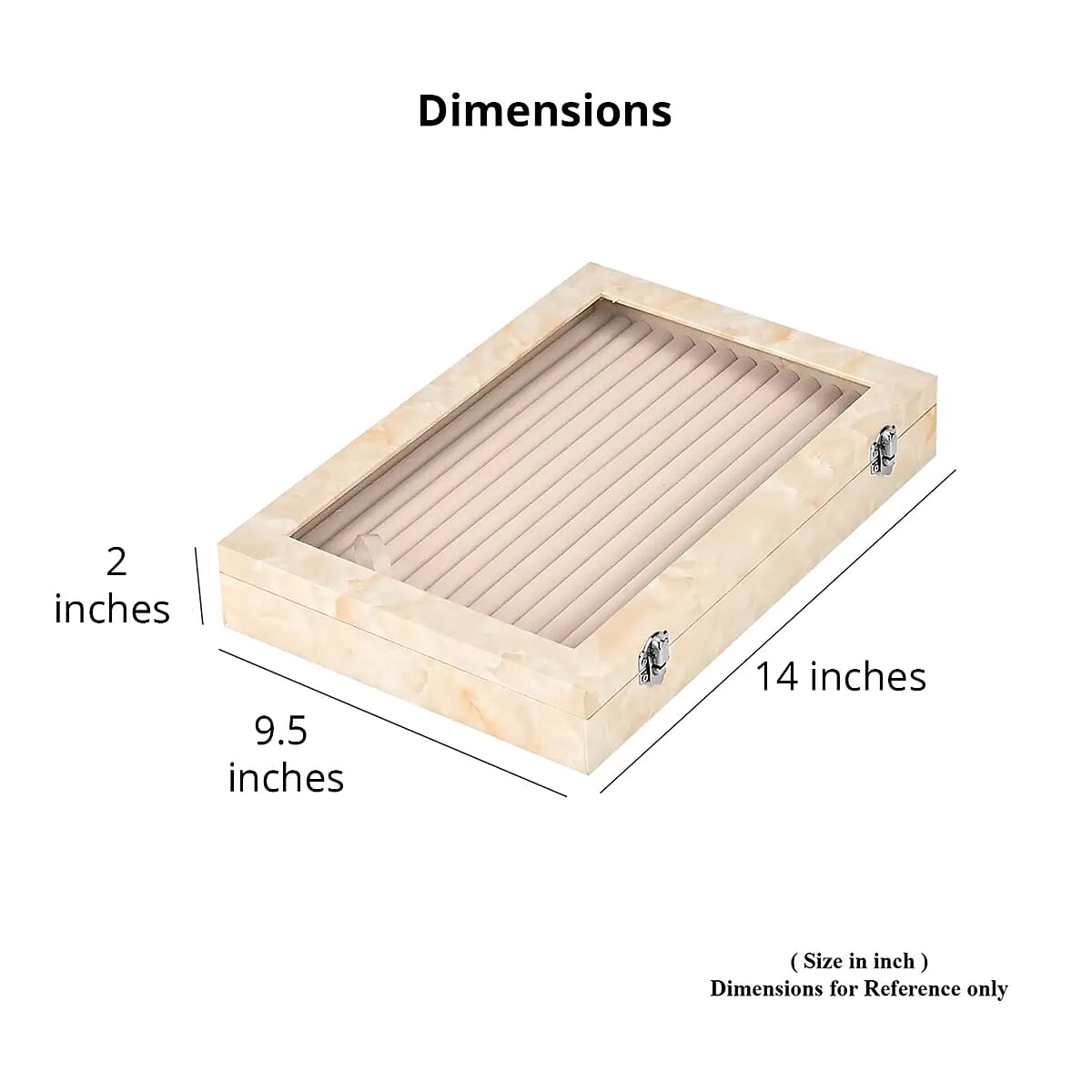 Ivory Leatherette Jewelry Box, Anti Tarnish Jewelry Box, Jewelry Storage Case, Ring and Earrings Storage Box (150 Slot) (14x9.5x2) image number 7