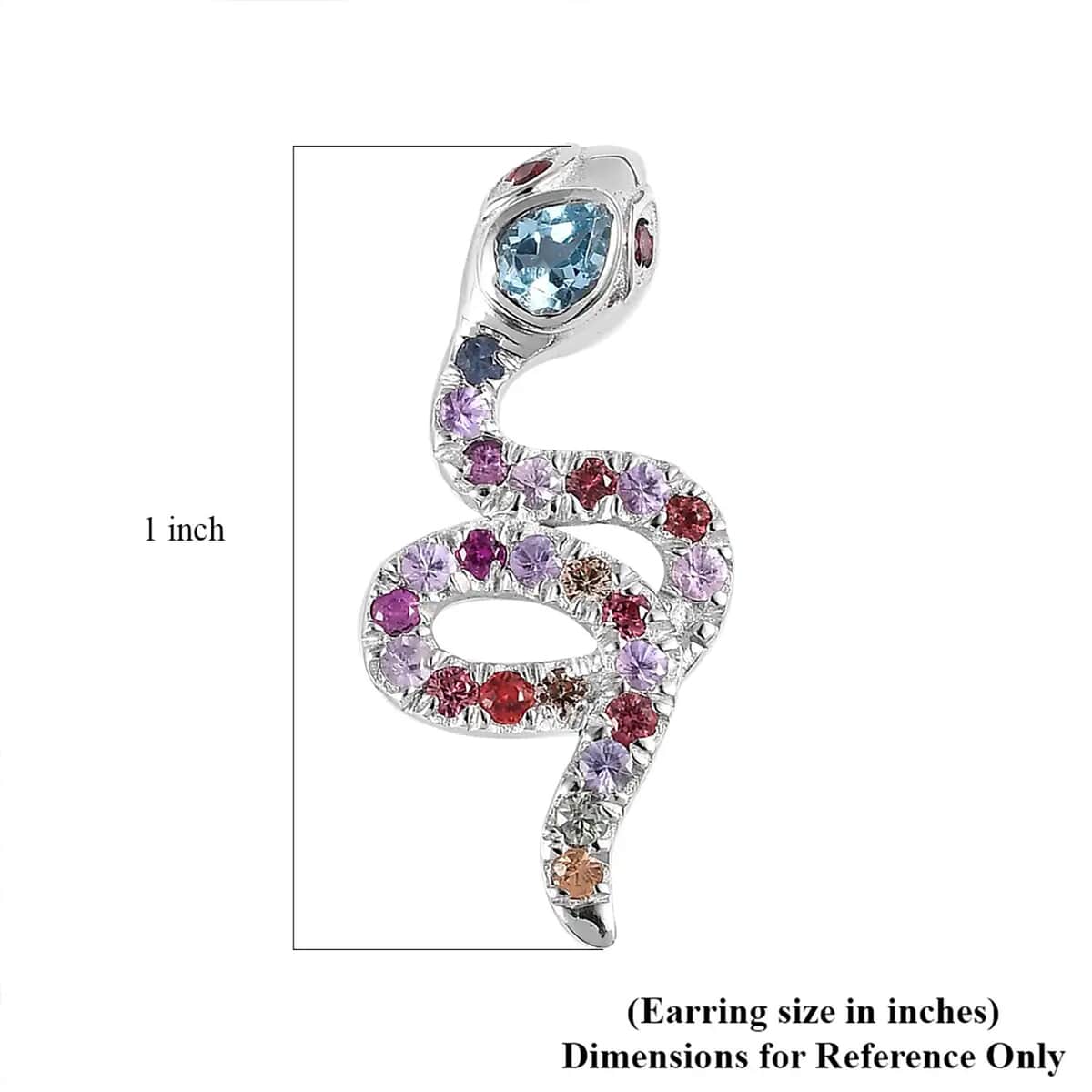 Sky Blue Topaz and Multi Sapphire Snake Earrings in Rhodium Over Sterling Silver 1.60 ctw image number 6