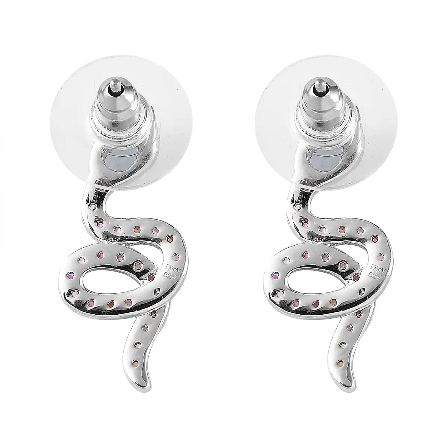Sky Blue Topaz and Multi Sapphire Snake Earrings in Rhodium Over Sterling Silver 1.60 ctw