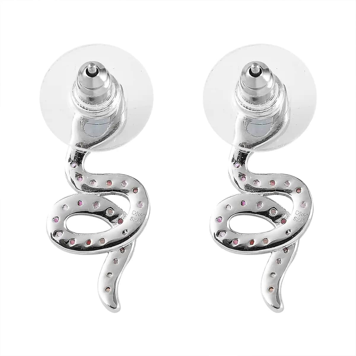 Sky Blue Topaz and Multi Sapphire Snake Earrings in Rhodium Over Sterling Silver 1.60 ctw image number 8