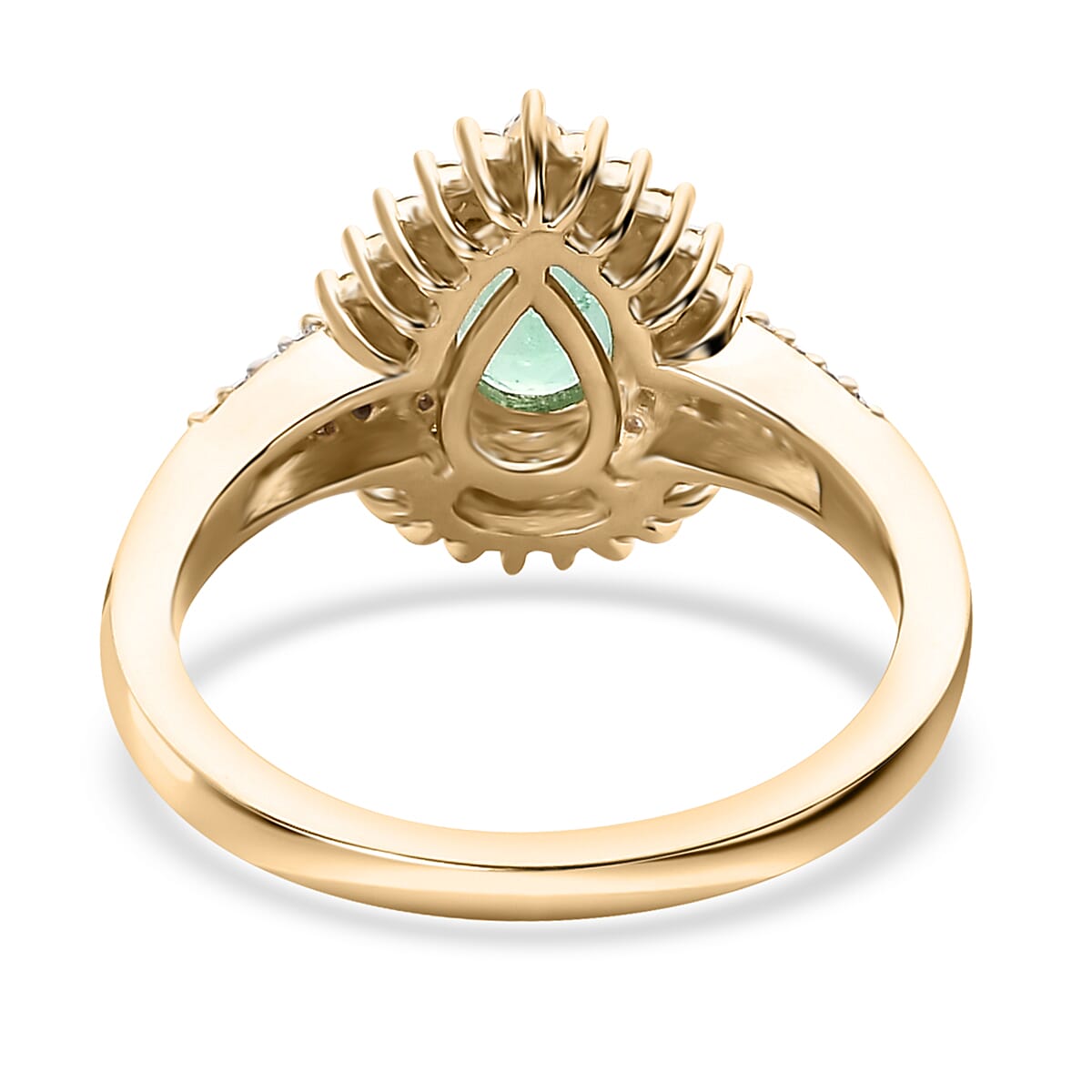 Luxoro 10K Yellow Gold Premium Boyaca Colombian Emerald and Moissanite, I3 Natural Yellow Diamond Double Halo Ring (Size 7.0) 1.00 ctw image number 4