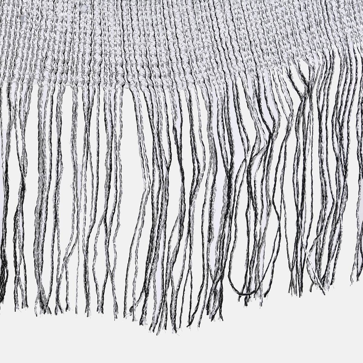 Silver Stylish Party Poncho with Fringe (19.69x51.19) image number 5