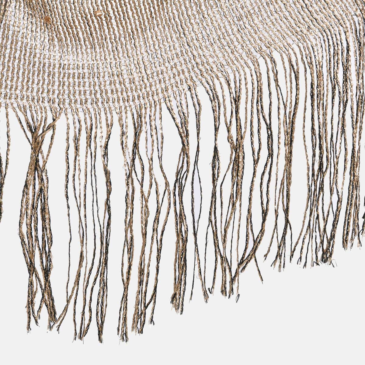 Gold Color Stylish Party Poncho with Fringe image number 5