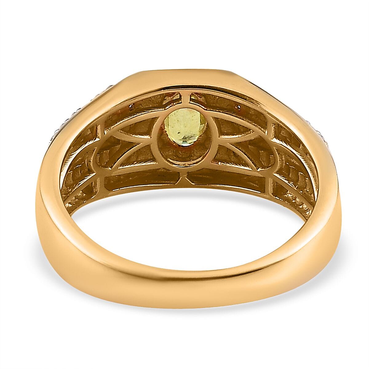 Premium Sava Sphene and Moissanite Men's Ring in Vermeil Yellow Gold Over Sterling Silver 0.90 ctw image number 4