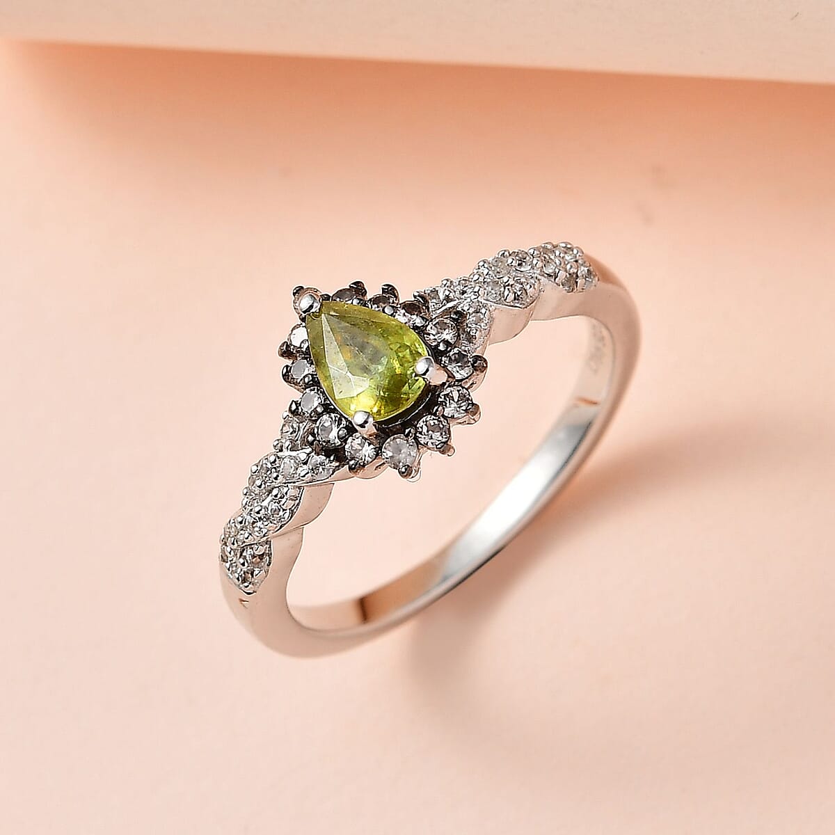 Premium Sava Sphene and Multi Gemstone Ring in Platinum Over Sterling Silver (Size 6.0) 0.75 ctw image number 1