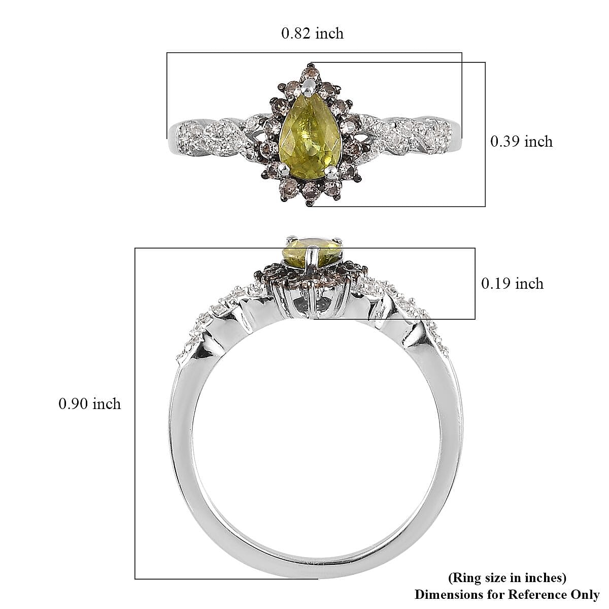 Premium Sava Sphene and Multi Gemstone Ring in Platinum Over Sterling Silver (Size 6.0) 0.75 ctw image number 4