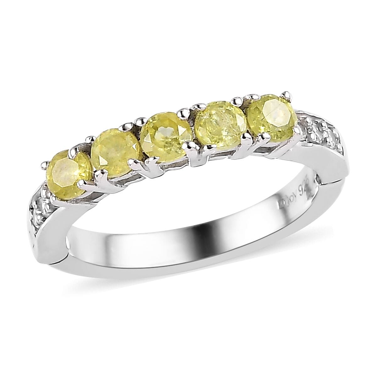 Premium Sava Sphene and White Zircon Band Ring in Platinum Over Sterling Silver 0.85 ctw image number 0