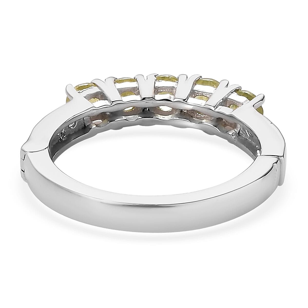Premium Sava Sphene and White Zircon Band Ring in Platinum Over Sterling Silver (Size 10.0) 0.85 ctw