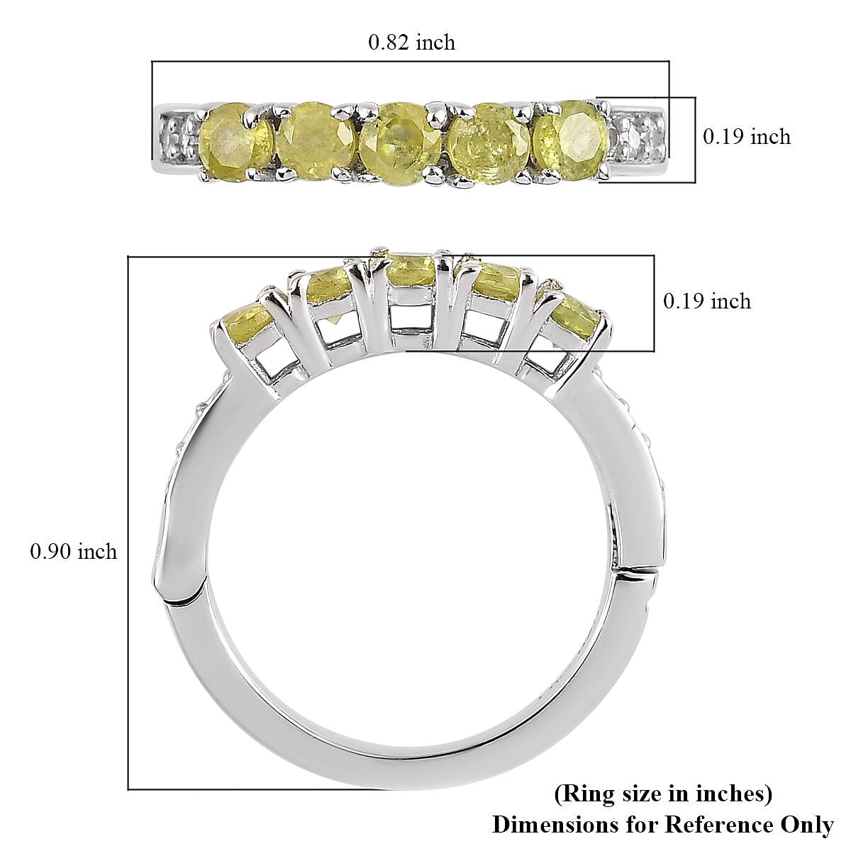 Premium Sava Sphene and White Zircon Band Ring in Platinum Over Sterling Silver (Size 10.0) 0.85 ctw